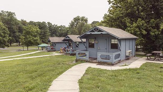 Shared bath houses in the campgrounds at Dale Hollow Lake State Resort Park