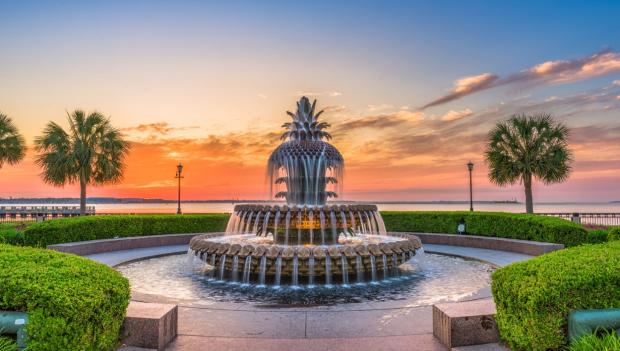 A fountain at Charleston KOA